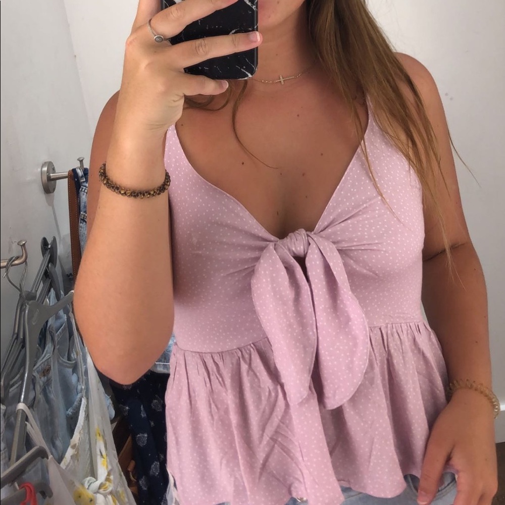 La hearts tank top tie front